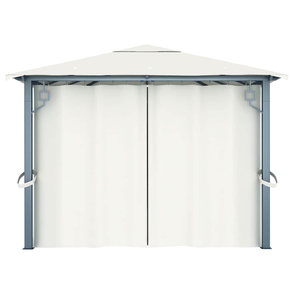 Gazebo with Curtain&LED String Lights 4x3 m Cream Aluminium