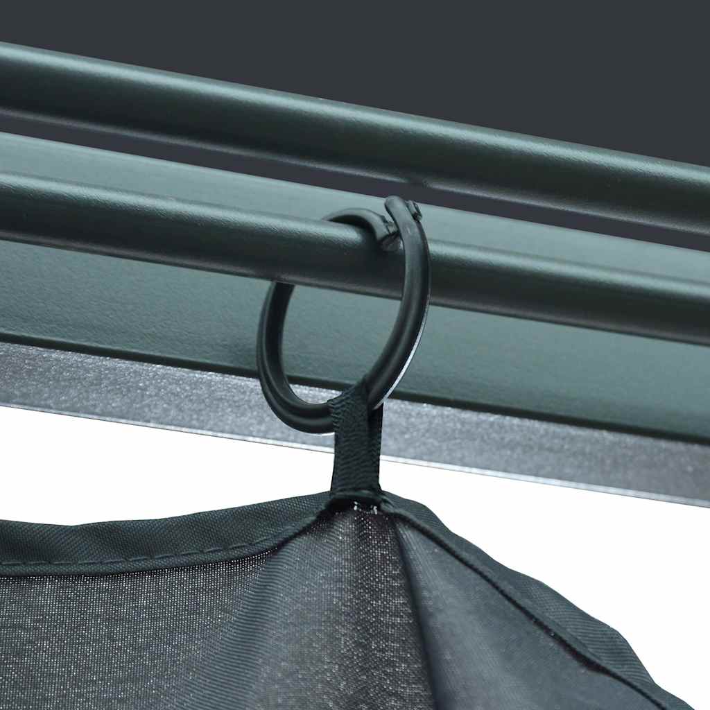 Gazebo with Curtain&LED String Lights 4x3m Anthracite Aluminium