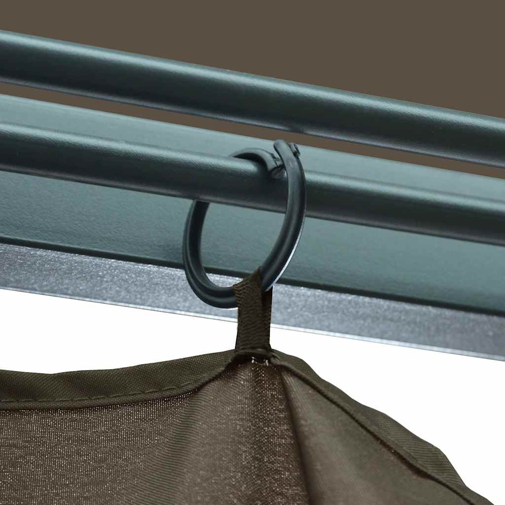 Gazebo with Curtain&LED String Lights 4x3 m Taupe Aluminium