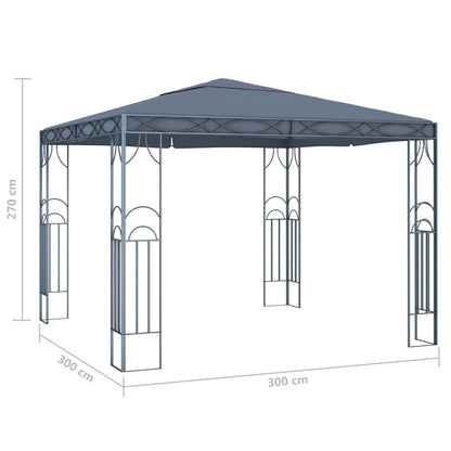Gazebo with LED String Lights 300x300 cm Anthracite
