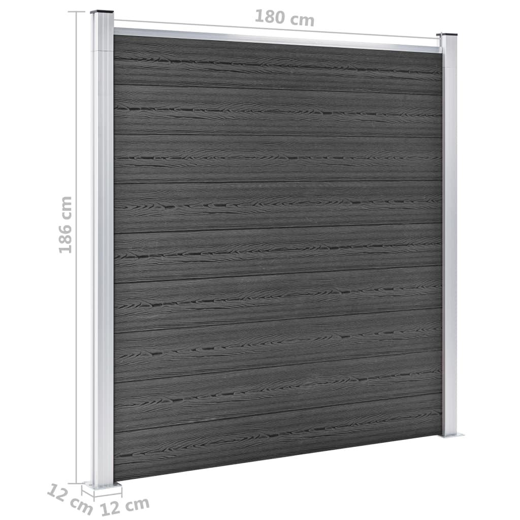 Fence Panel Set WPC 872x186 cm Black