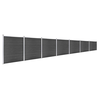 Fence Panel Set WPC 1218x186 cm Black