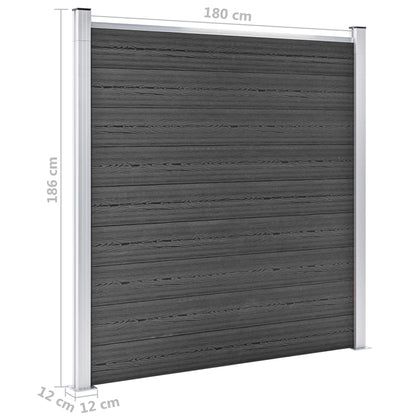 Fence Panel Set WPC 1218x186 cm Black