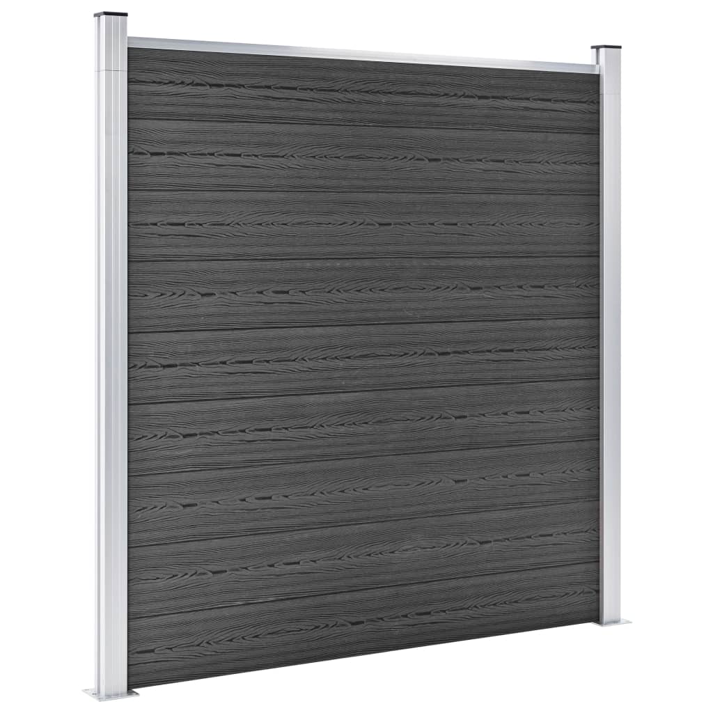 Fence Panel Set WPC 1391x186 cm Black