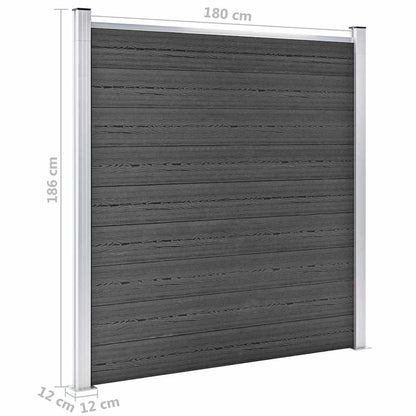 Fence Panel Set WPC 1564x186 cm Black