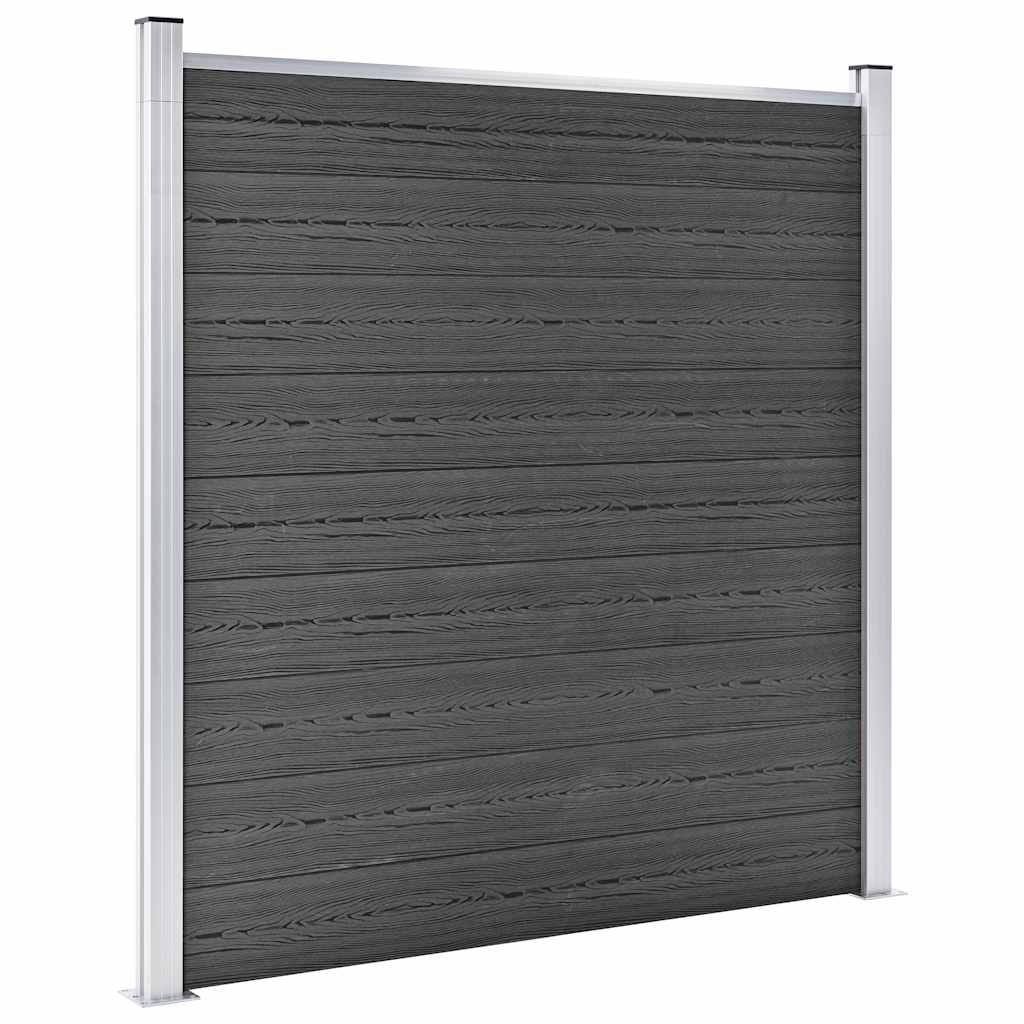 Fence Panel Set WPC 1564x186 cm Black