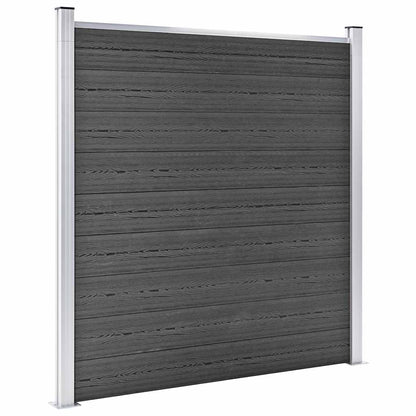 Fence Panel Set WPC 1564x186 cm Black