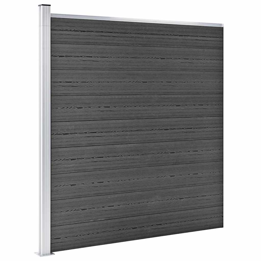 Fence Panel Set WPC 1564x186 cm Black