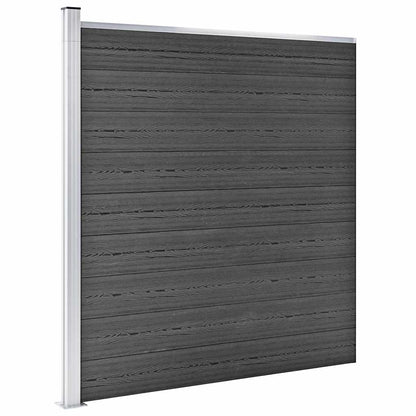 Fence Panel Set WPC 1564x186 cm Black