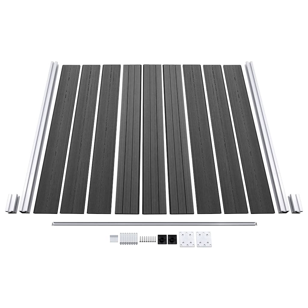 Fence Panel Set WPC 1564x186 cm Black