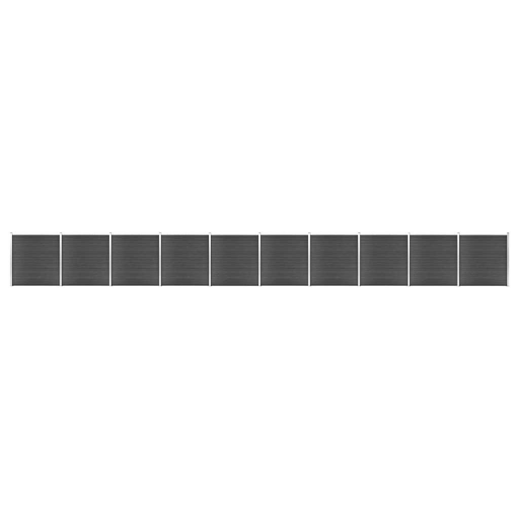Fence Panel Set WPC 1737x186 cm Black