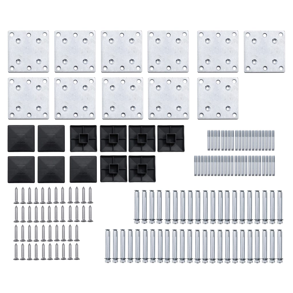 Fence Panel Set WPC 1737x186 cm Black
