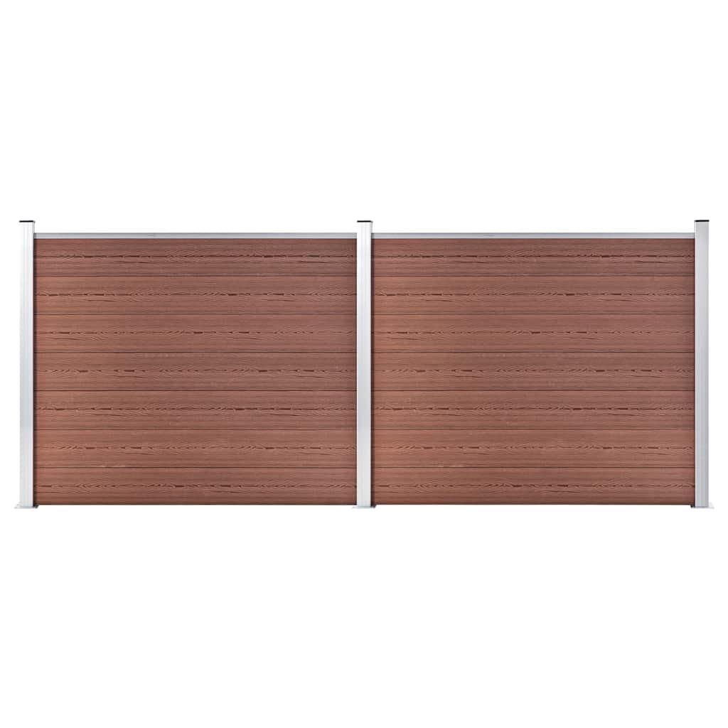 Fence Panel Set WPC 353x146 cm Brown