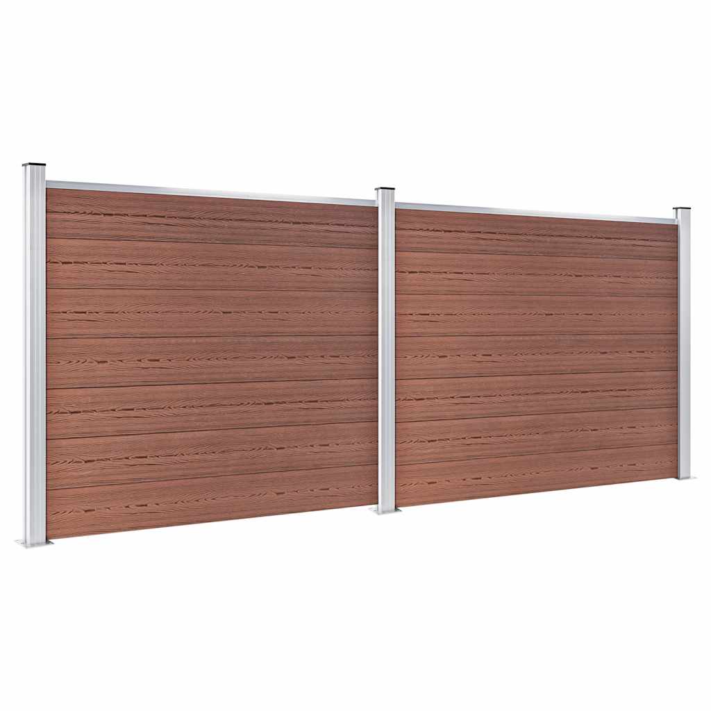 Fence Panel Set WPC 353x146 cm Brown