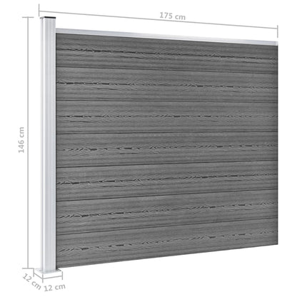 Fence Panel Set WPC 353x146 cm Grey