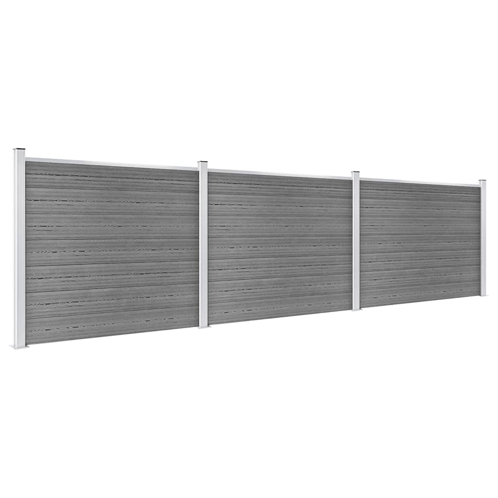 Fence Panel Set WPC 526x146 cm Grey