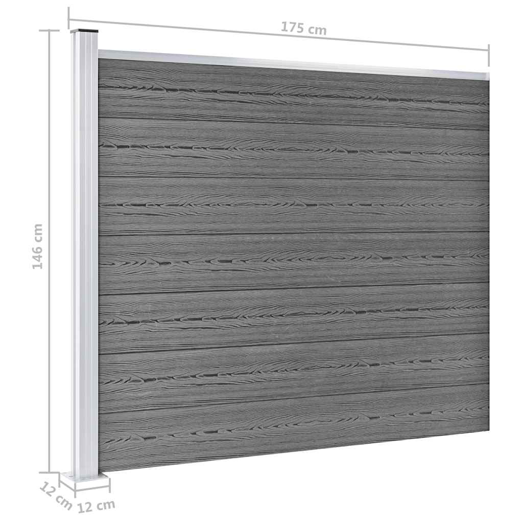 Fence Panel Set WPC 526x146 cm Grey