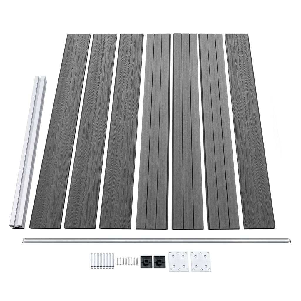 Fence Panel Set WPC 699x146 cm Grey