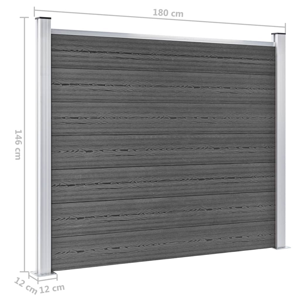 Fence Panel Set WPC 353x146 cm Black