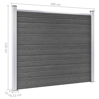 Fence Panel Set WPC 526x146 cm Black