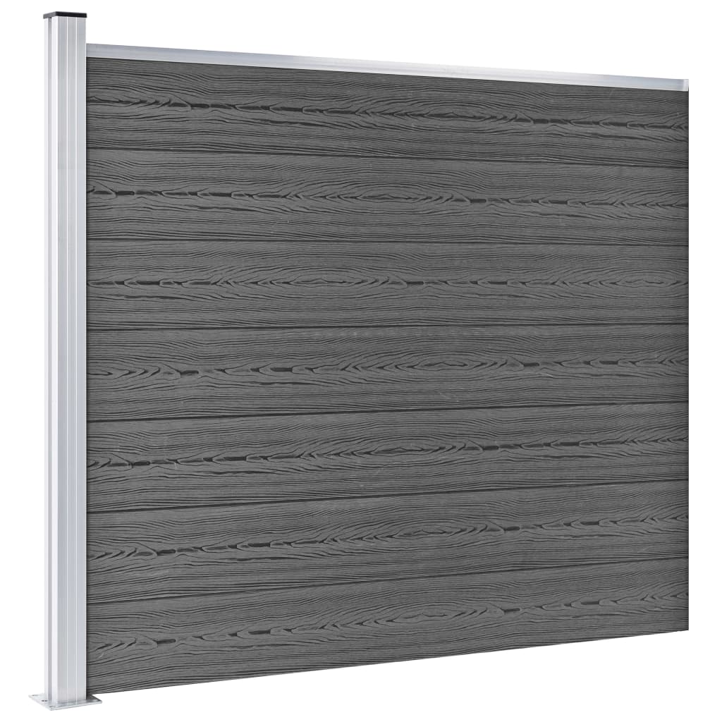 Fence Panel Set WPC 699x146 cm Black