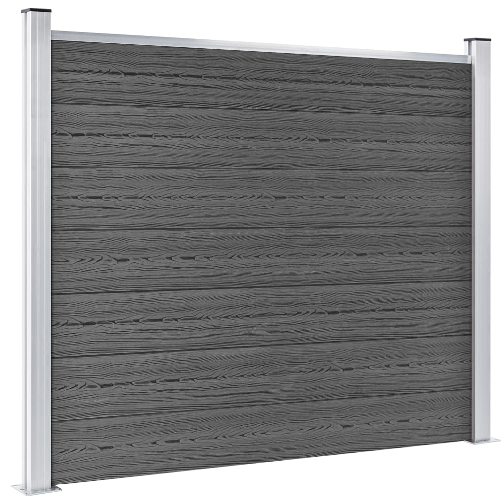 Fence Panel Set WPC 699x146 cm Black