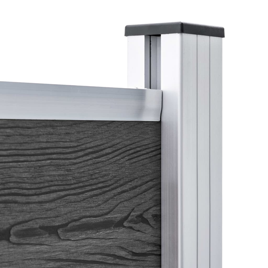 Fence Panel Set WPC 699x146 cm Black