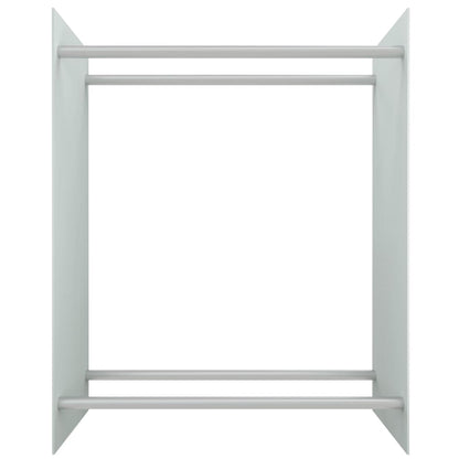 Firewood Rack White 80x35x100 cm Tempered Glass