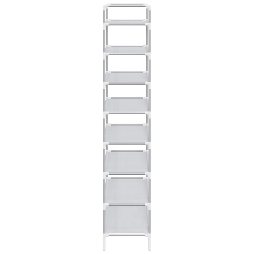 Shoe Rack with 8 Shelves Metal and Non-woven Fabric Silver