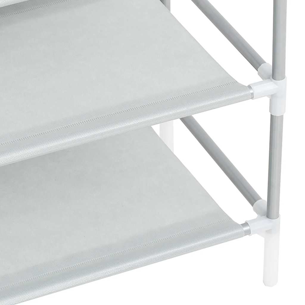 Shoe Rack with 8 Shelves Metal and Non-woven Fabric Silver