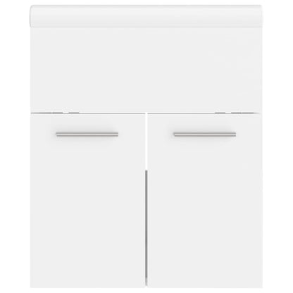 Sink Cabinet with Built-in Basin White Engineered Wood