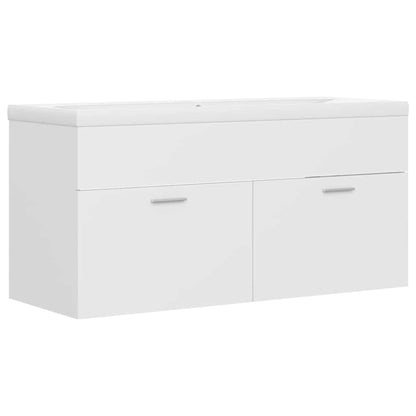 Sink Cabinet with Built-in Basin White Engineered Wood