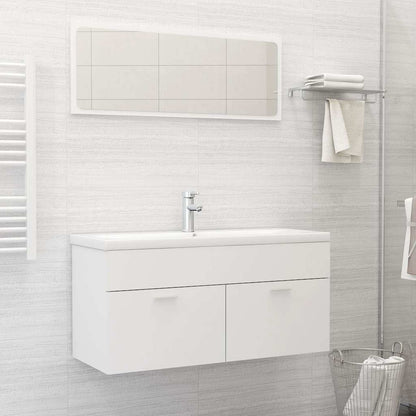 Sink Cabinet with Built-in Basin White Engineered Wood
