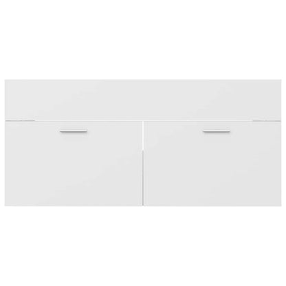 Sink Cabinet with Built-in Basin White Engineered Wood