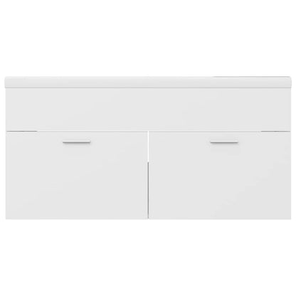 Sink Cabinet with Built-in Basin White Engineered Wood