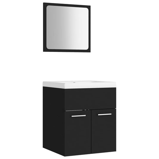 Bathroom Furniture Set | Black, White | Engineered Wood, Ceramic | Medium