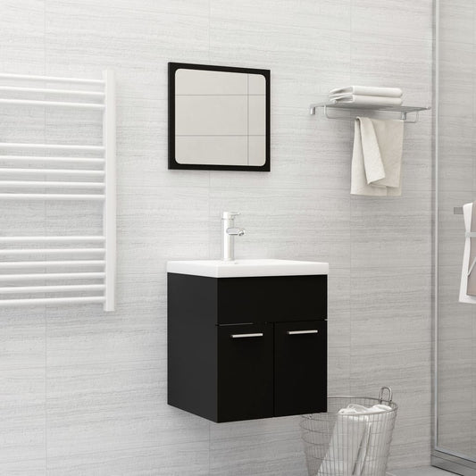 Bathroom Furniture Set | Black, White | Engineered Wood, Ceramic | Medium