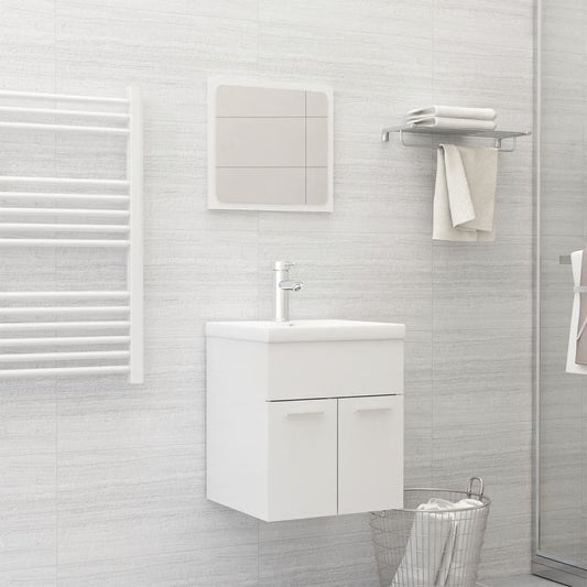 Bathroom Furniture Set | High gloss white | Engineered wood | Small