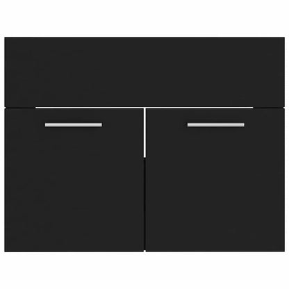 Bathroom Furniture Set Black Engineered Wood