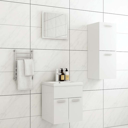 Bathroom Furniture Set White Engineered Wood