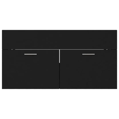 Sink Cabinet with Built-in Basin Black Engineered Wood