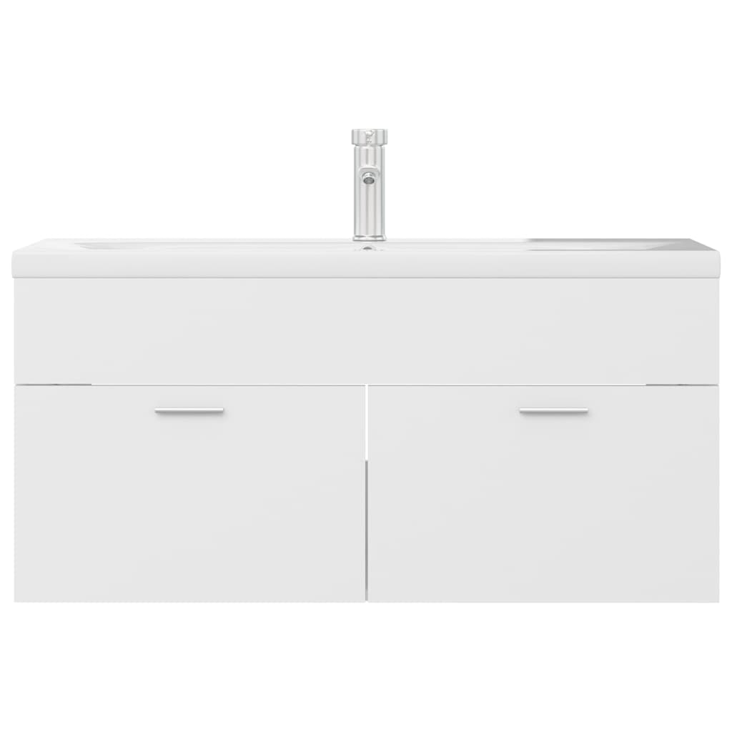 Sink Cabinet with Built-in Basin White Engineered Wood