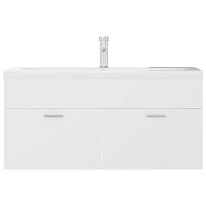 Sink Cabinet with Built-in Basin White Engineered Wood