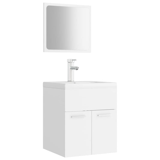 Bathroom Furniture Set | White | Engineered wood, Ceramic | Compact