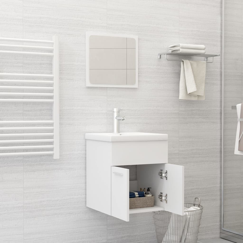 Bathroom Furniture Set | White | Engineered wood, Ceramic | Compact