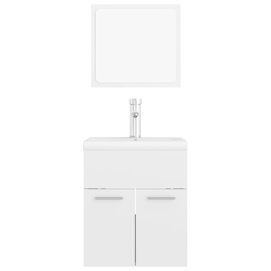 Bathroom Furniture Set High Gloss White Engineered Wood