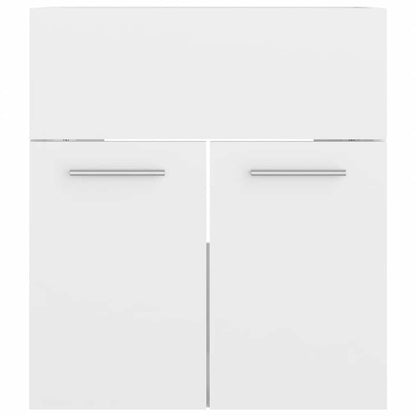 Bathroom Furniture Set High Gloss White Engineered Wood
