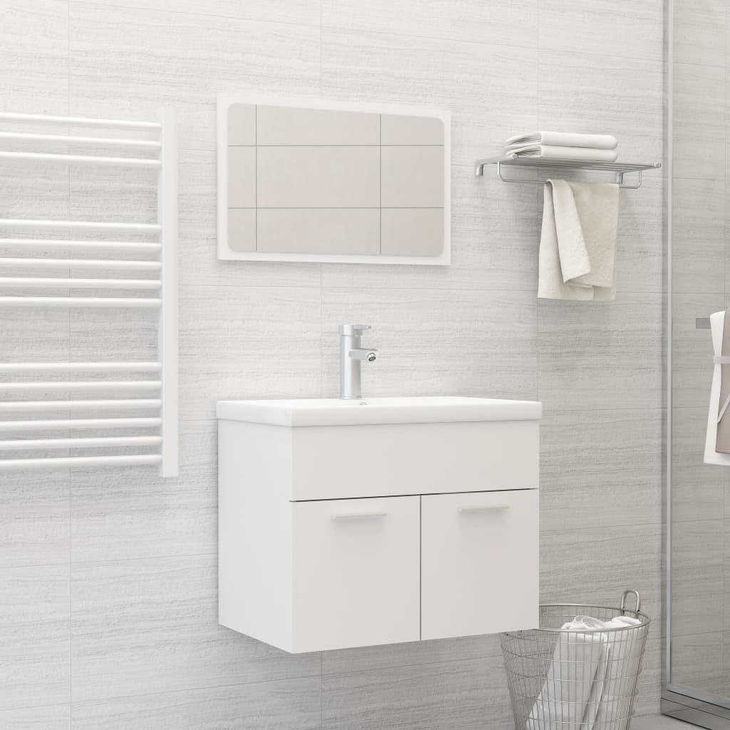 Bathroom Furniture Set White Engineered Wood