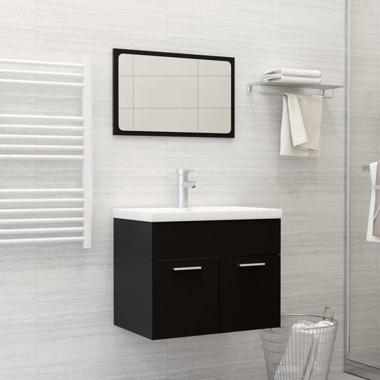 Bathroom Furniture Set | Black | Engineered wood, Ceramic | Standard