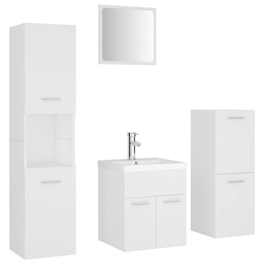 Bathroom Furniture Set White Engineered Wood
